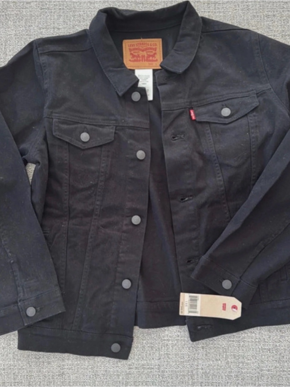 Levi's boys Black Denim Trucker Jacket with Button-Front